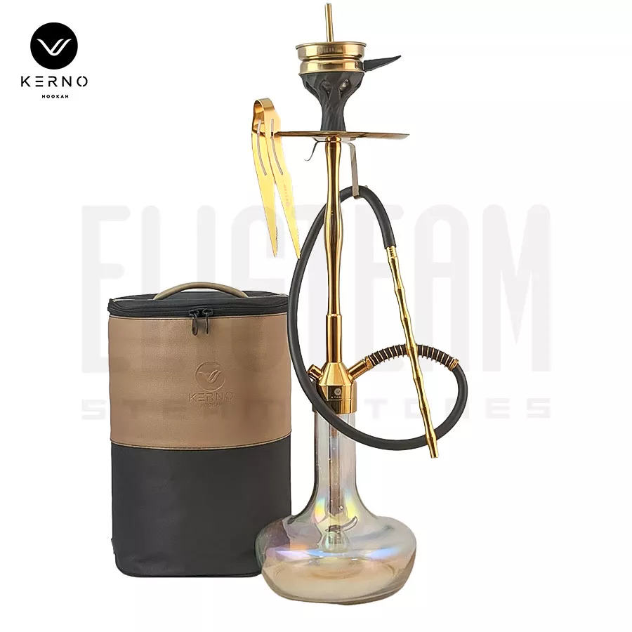 قلیان طرح کرنو نیویورک برنجی طلایی 02 (تنگ هفت رنگ)