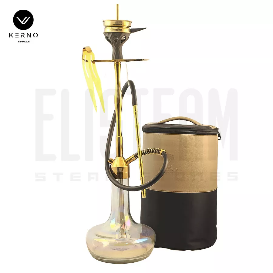 قلیان طرح کرنو نیویورک برنجی طلایی 02 (تنگ هفت رنگ)